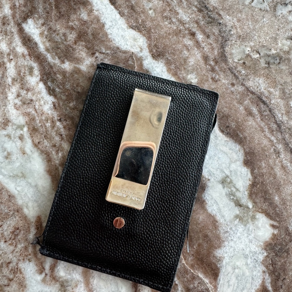SAINT LAURENT BILL CLIP WITH CARD CASE IN GRAIN DE POUDRE LEATHER - Picture 3 of 3